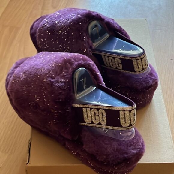 Ugg fluff yeah metallic sparkle size 7 - Picture 8 of 10